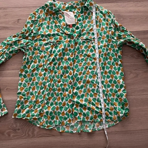 Anthropologie NWT Soft Pear Print Blouse, Size 12 - Picture 7 of 11